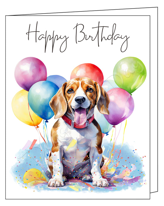 Happy Birthday Greeting Cards Beagle - Cute Note Cards for Dog Lovers - Blank Inside Envelope Included, GCHB00039