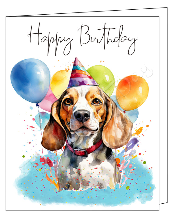 Happy Birthday Greeting Cards Beagle - Cute Note Cards for Dog Lovers - Blank Inside Envelope Included, GCHB00041
