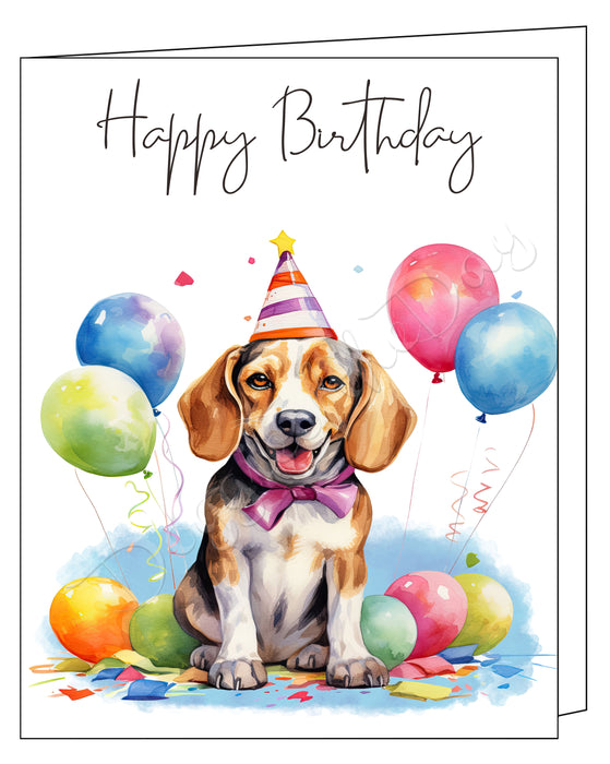 Happy Birthday Greeting Cards Beagle - Cute Note Cards for Dog Lovers - Blank Inside Envelope Included, GCHB00042
