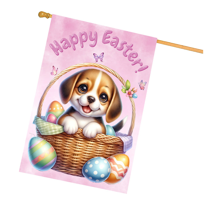 Beagle Puppy Easter House Flag 28 x 40 Double Sided Spring Garden Yard Decor Gift
