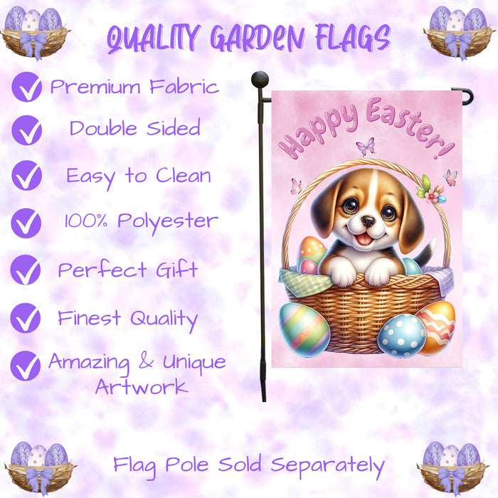 Beagle Dog Lover Easter Garden Flag Bunny Ears Puppy Eggs Cute Gift Décor 12x18 Inch Single Side and Double Sided
