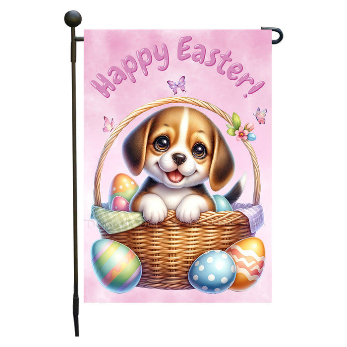 Beagle Dog Lover Easter Garden Flag Bunny Ears Puppy Eggs Cute Gift Décor 12x18 Inch Single Side and Double Sided