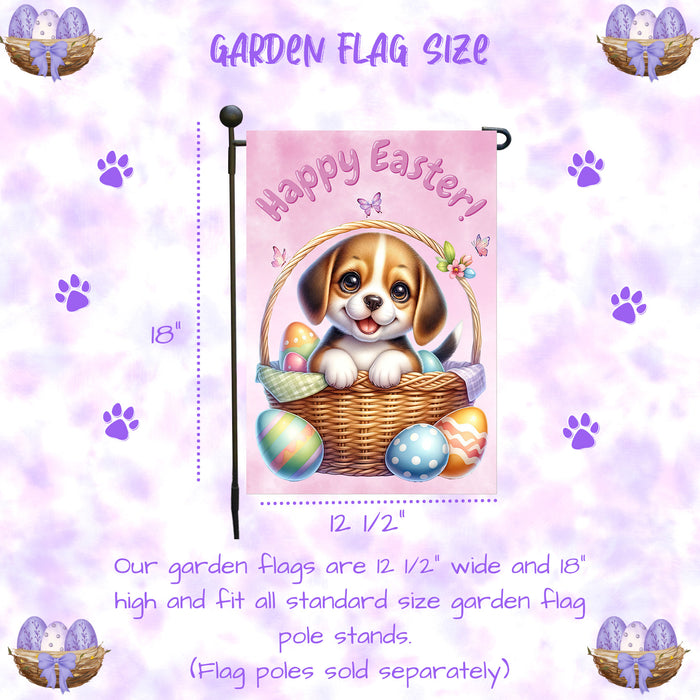 Beagle Dog Lover Easter Garden Flag Bunny Ears Puppy Eggs Cute Gift Décor 12x18 Inch Single Side and Double Sided