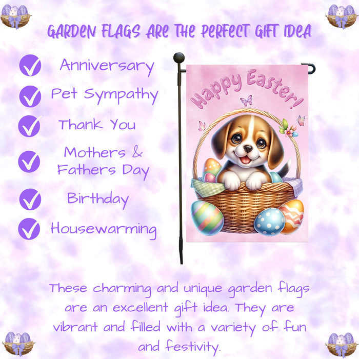 Beagle Dog Lover Easter Garden Flag Bunny Ears Puppy Eggs Cute Gift Décor 12x18 Inch Single Side and Double Sided