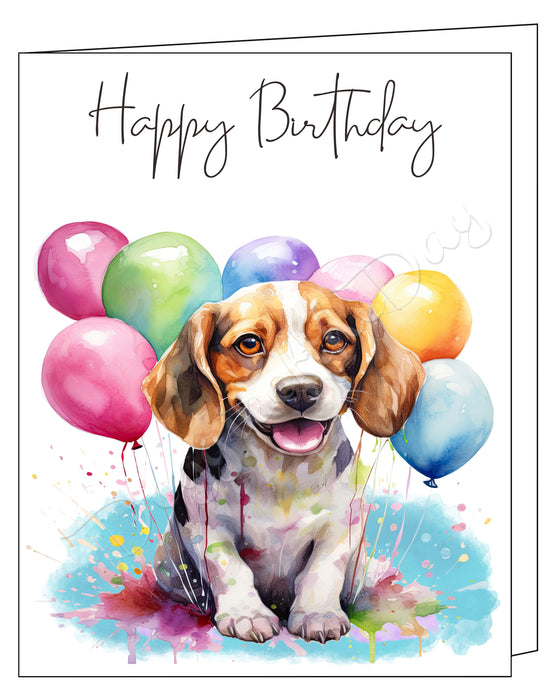 Happy Birthday Greeting Cards Beagle - Cute Note Cards for Dog Lovers - Blank Inside Envelope Included, GCHB00043