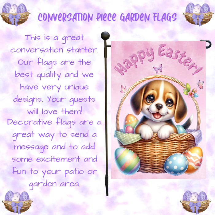 Beagle Dog Lover Easter Garden Flag Bunny Ears Puppy Eggs Cute Gift Décor 12x18 Inch Single Side and Double Sided