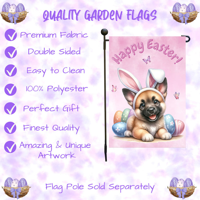 Belgian Malinois Dog Easter Dog Bunny Garden Flag Eggs Spring Lawn Porch Décor 12x18 Inch Single Side and Double Sided