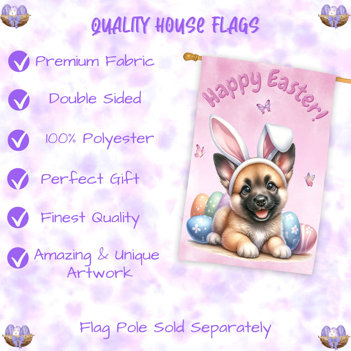 Belgian Malinois Puppy Easter House Flag 28 x 40 Double Sided Spring Yard Decor