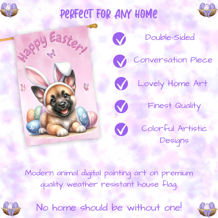 Belgian Malinois Puppy Easter House Flag 28 x 40 Double Sided Spring Yard Decor