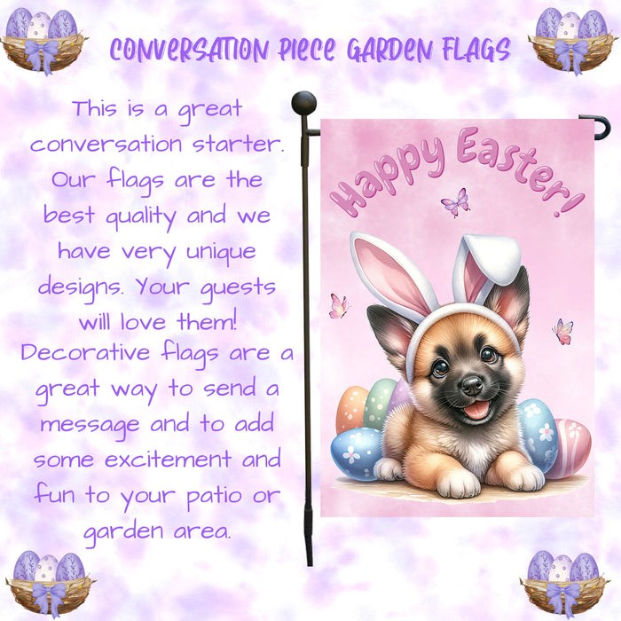 Belgian Malinois Dog Easter Dog Bunny Garden Flag Eggs Spring Lawn Porch Décor 12x18 Inch Single Side and Double Sided