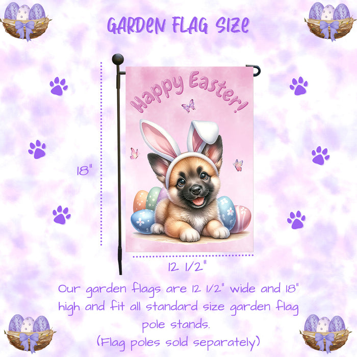 Belgian Malinois Dog Easter Dog Bunny Garden Flag Eggs Spring Lawn Porch Décor 12x18 Inch Single Side and Double Sided