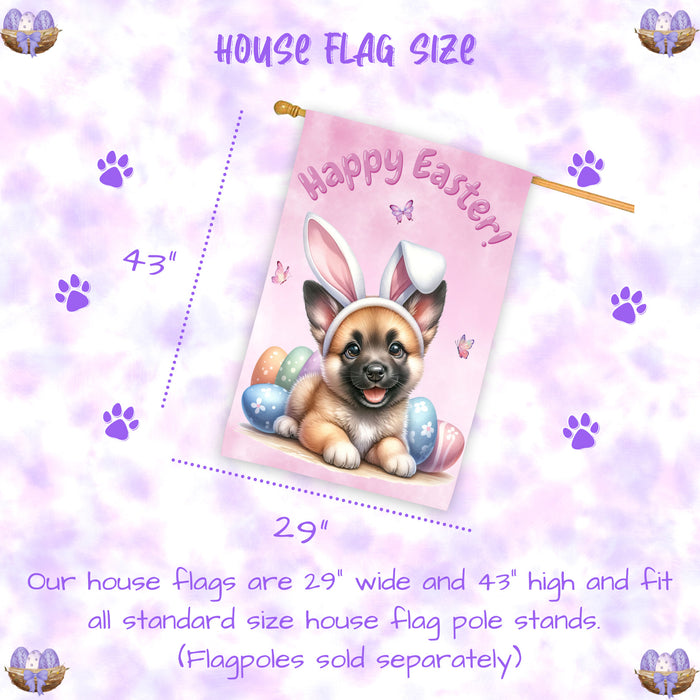 Belgian Malinois Puppy Easter House Flag 28 x 40 Double Sided Spring Yard Decor