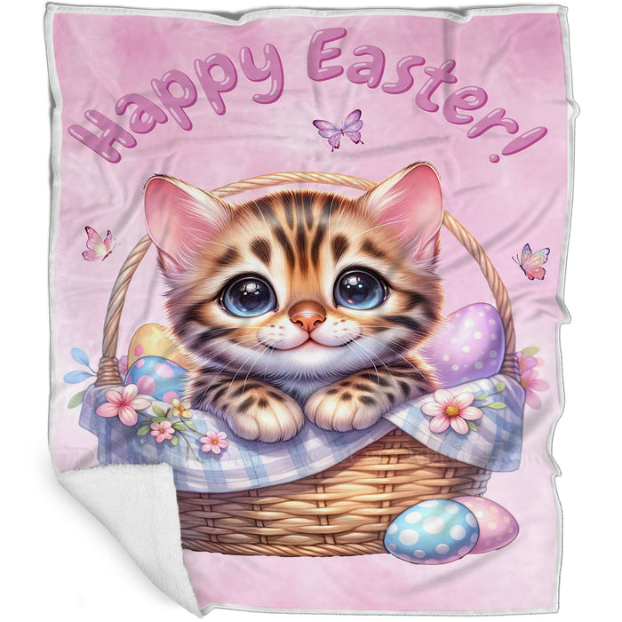 Easter Egg Hunt Bengal Cat Happy Easter Holiday Blanket EGHNTBLK010