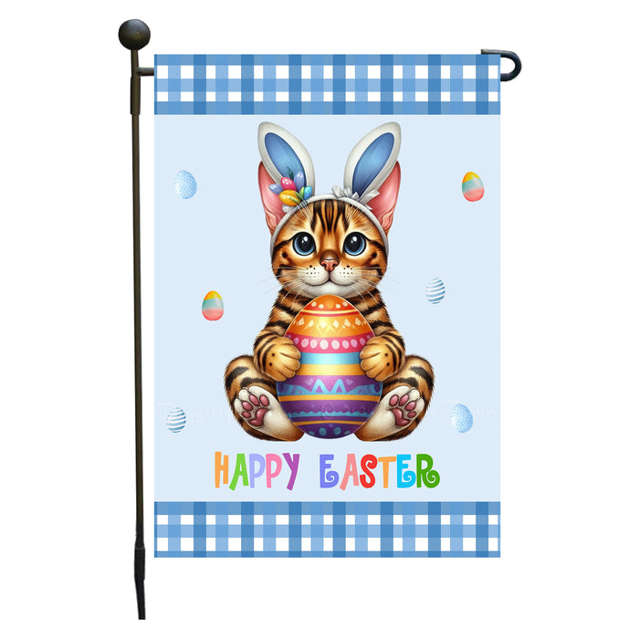 Bengal Cat Easter Day Garden Flags for Outdoor Decorations - Double Sided Yard Lawn Easter Festival Decorative Gift - Holiday Cats Flag Decor 12 1/2"w x 18"h