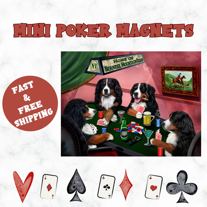 Home of Bernese Mountain Dog 4 Dogs Playing Poker Magnet
