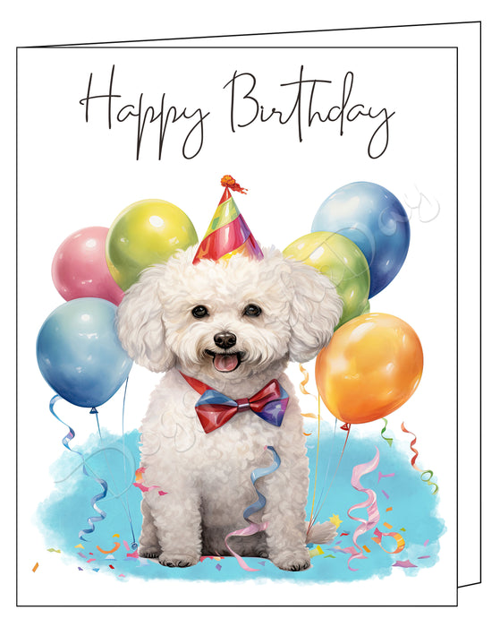 Happy Birthday Greeting Cards Bichon Frise - Cute Note Cards for Dog Lovers - Blank Inside Envelope Included, GCHB00044