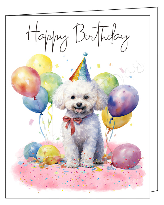Happy Birthday Greeting Cards Bichon Frise - Cute Note Cards for Dog Lovers - Blank Inside Envelope Included, GCHB00045