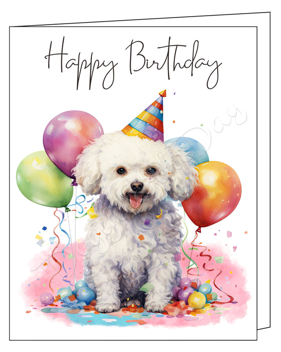 Happy Birthday Greeting Cards Bichon Frise - Cute Note Cards for Dog Lovers - Blank Inside Envelope Included, GCHB00046