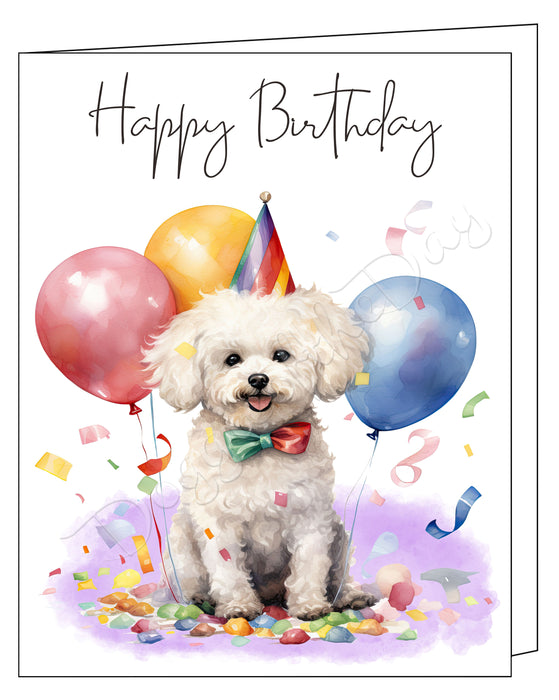Happy Birthday Greeting Cards Bichon Frise - Cute Note Cards for Dog Lovers - Blank Inside Envelope Included, GCHB00047