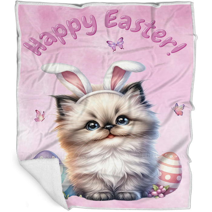 Easter Egg Hunt Birman Cat Happy Easter Holiday Blanket EGHNTBLK014