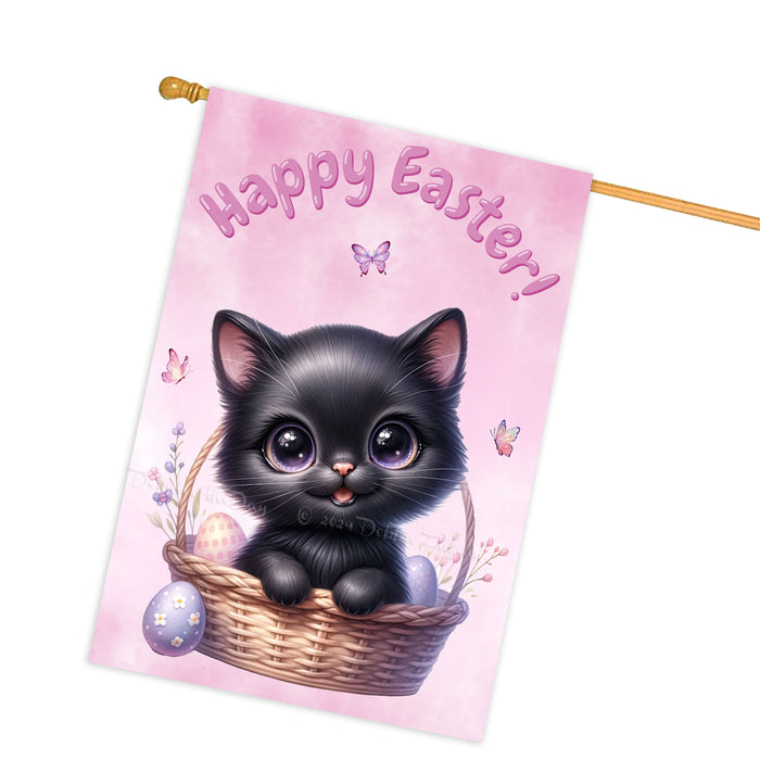 Happy Easter Black Cat, Egg Hunt House Flags for Home Decorations - Double Sided Yard Lawn Easter Festival Decorative Gift - Holiday Cats Flag Decor 28"w x 40"h, EGHNT00020