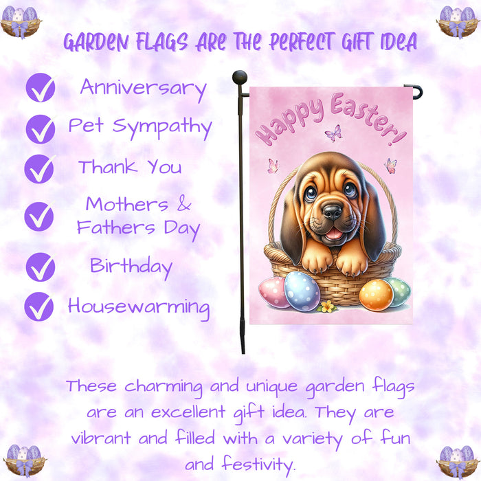 Bloodhound Dog Easter Garden Flag Puppy Eggs Spring Outdoor Yard Decor 12x18 Inch Single Side and Double Sided