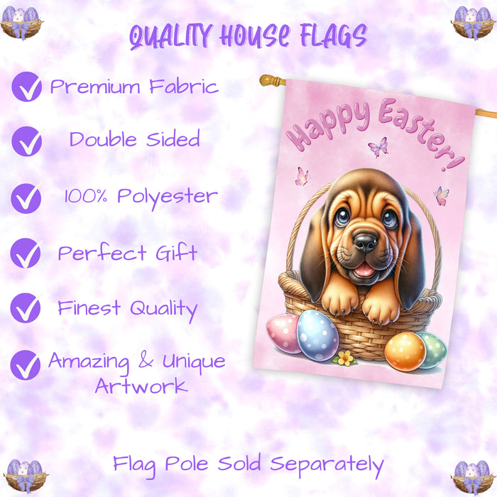 Bloodhound Dog Easter House Flag 28 x 40 Double Sided Spring Yard Garden Decor