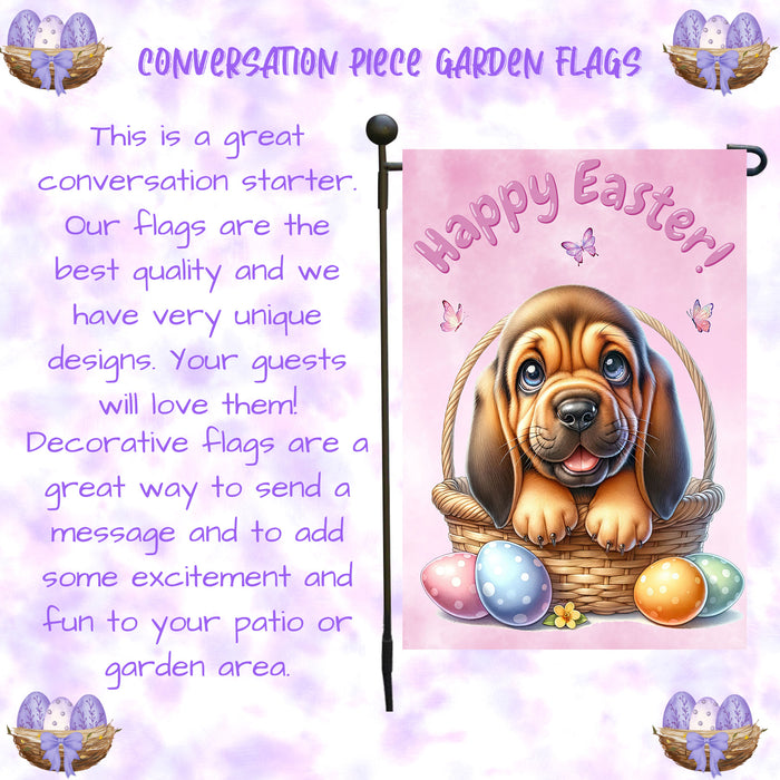 Bloodhound Dog Easter Garden Flag Puppy Eggs Spring Outdoor Yard Decor 12x18 Inch Single Side and Double Sided