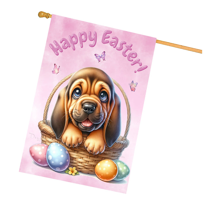 Bloodhound Dog Easter House Flag 28 x 40 Double Sided Spring Yard Garden Decor