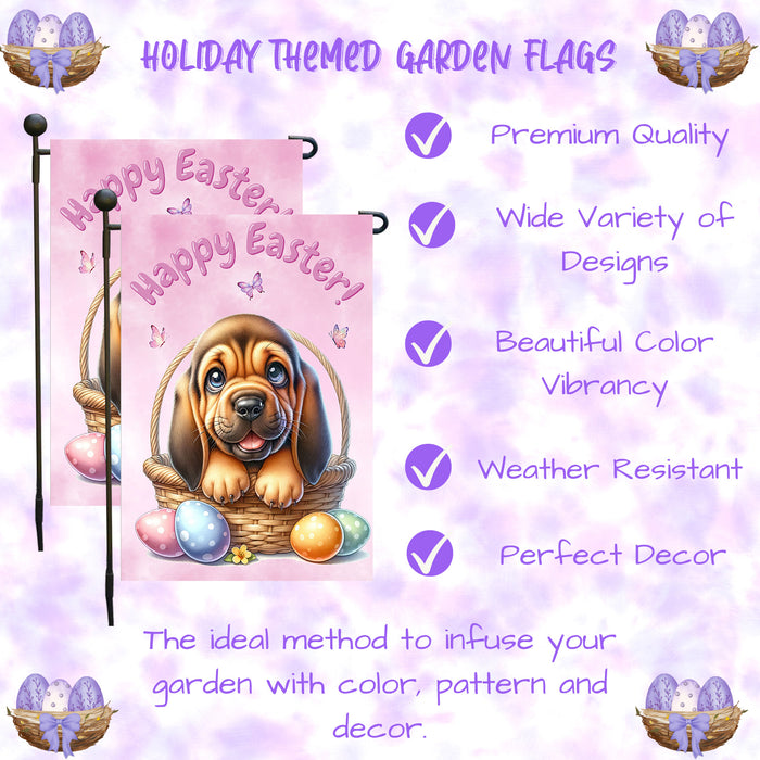 Bloodhound Dog Easter Garden Flag Puppy Eggs Spring Outdoor Yard Decor 12x18 Inch Single Side and Double Sided