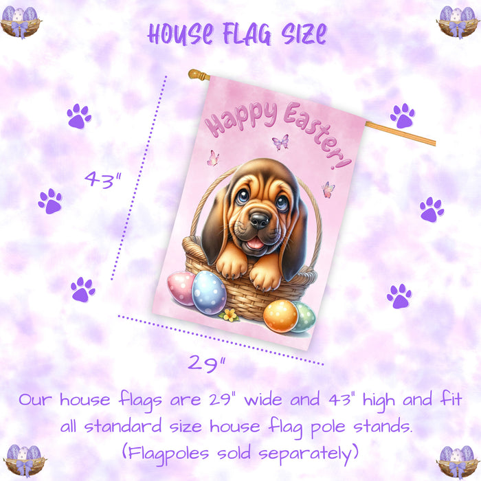 Bloodhound Dog Easter House Flag 28 x 40 Double Sided Spring Yard Garden Decor