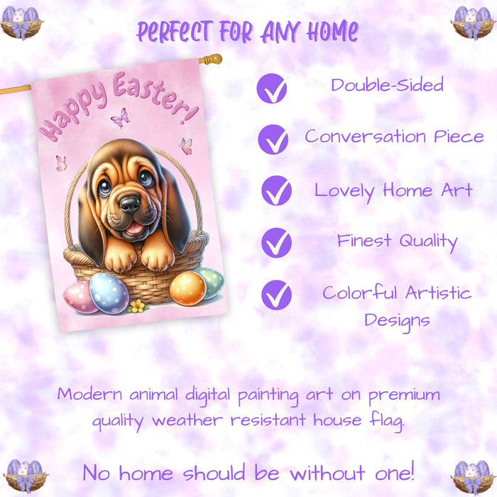 Bloodhound Dog Easter House Flag 28 x 40 Double Sided Spring Yard Garden Decor