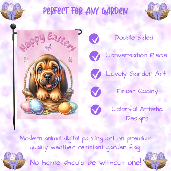 Bloodhound Dog Easter Garden Flag Puppy Eggs Spring Outdoor Yard Decor 12x18 Inch Single Side and Double Sided