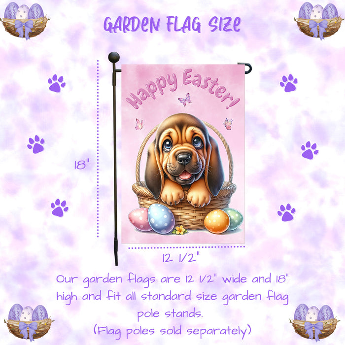 Bloodhound Dog Easter Garden Flag Puppy Eggs Spring Outdoor Yard Decor 12x18 Inch Single Side and Double Sided