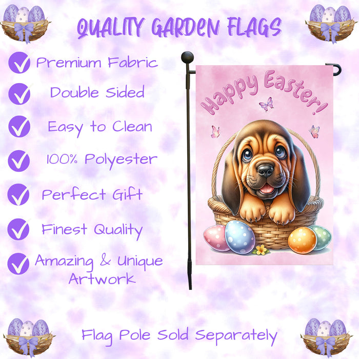 Bloodhound Dog Easter Garden Flag Puppy Eggs Spring Outdoor Yard Decor 12x18 Inch Single Side and Double Sided