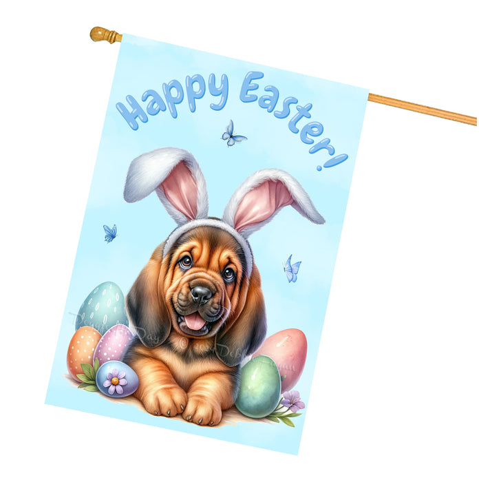 Bloodhound Dog Easter House Flag 28 x 40 Double Sided Spring Yard Decor