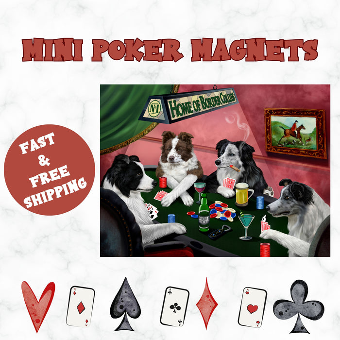Home Of Border Collies 4 Dogs Playing Poker Magnet Mini (3.5" x 2")