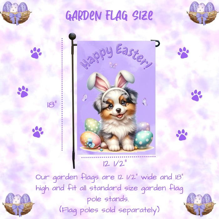 Border Collie Dog Easter Garden Flag Puppy Bunny Ears Eggs Outdoor Yard Decor 12x18 Inch Single Side and Double Sided