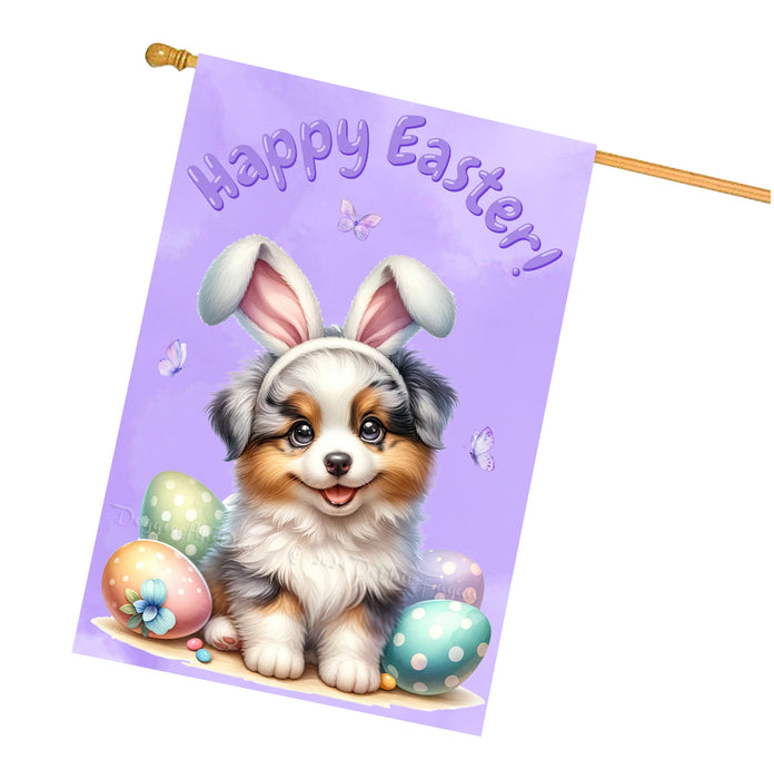Border Collie Puppy Easter House Flag 28 x 40 Double Sided Spring Yard Decor