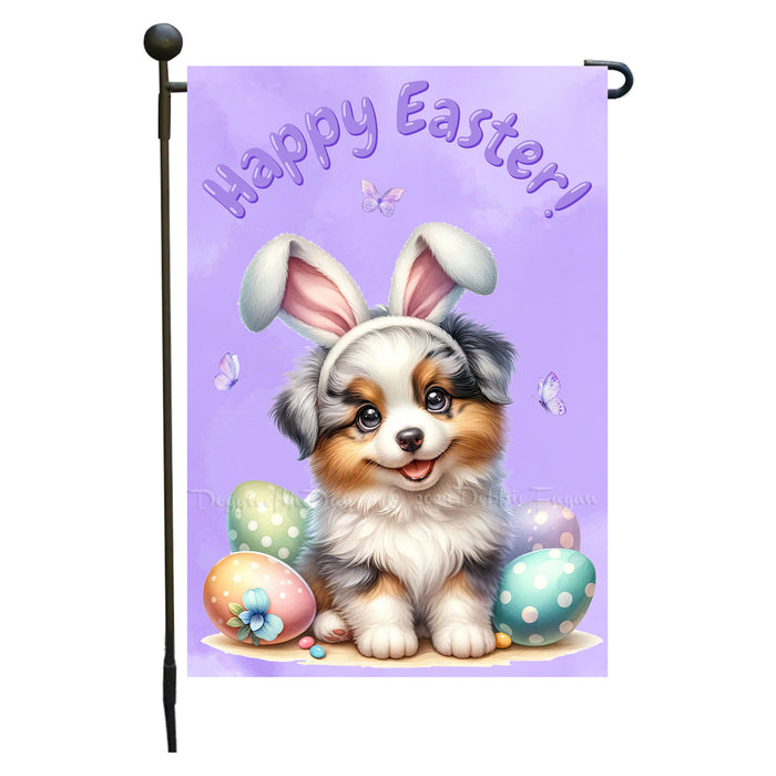 Border Collie Dog Easter Garden Flag Puppy Bunny Ears Eggs Outdoor Yard Decor 12x18 Inch Single Side and Double Sided