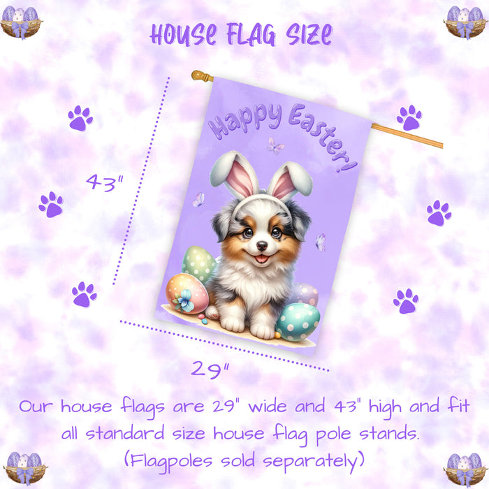 Border Collie Puppy Easter House Flag 28 x 40 Double Sided Spring Yard Decor