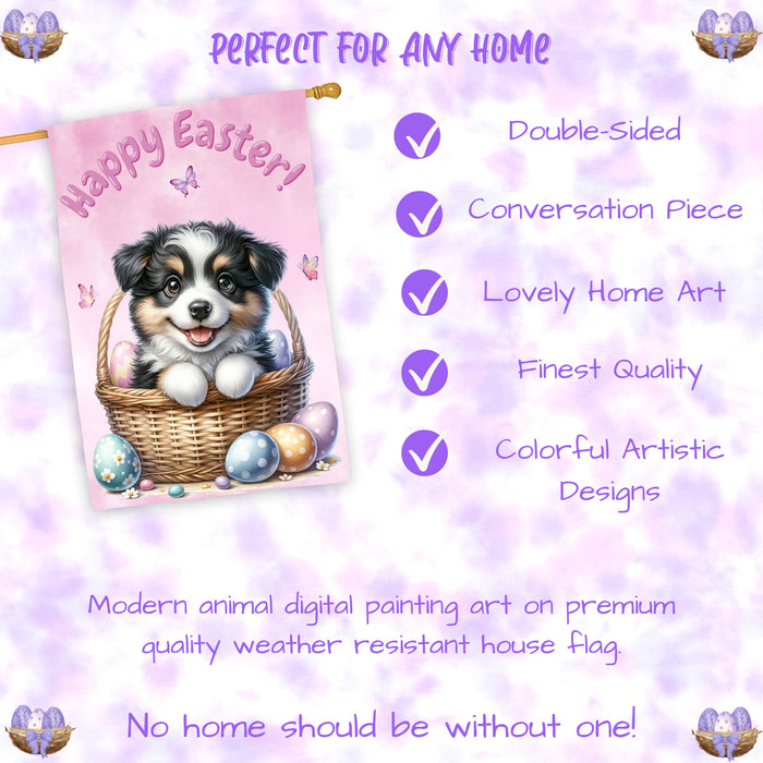 Border Collie Easter Dog House Flag 28 x 40 Double Sided Spring Yard Garden Decor