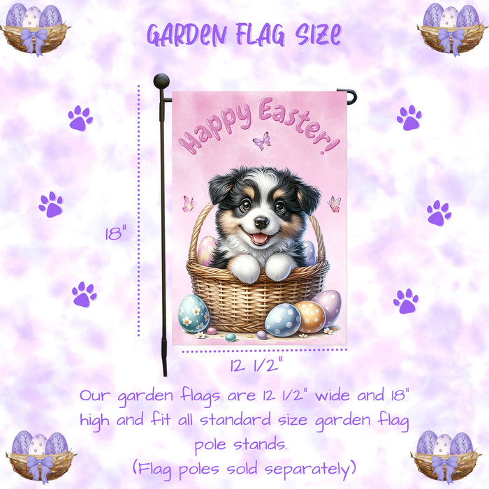 Border Collie Easter Dog Garden Flag Bunny Ears Puppy Eggs Spring Outdoor Decor 12x18 Inch Single Side and Double Sided