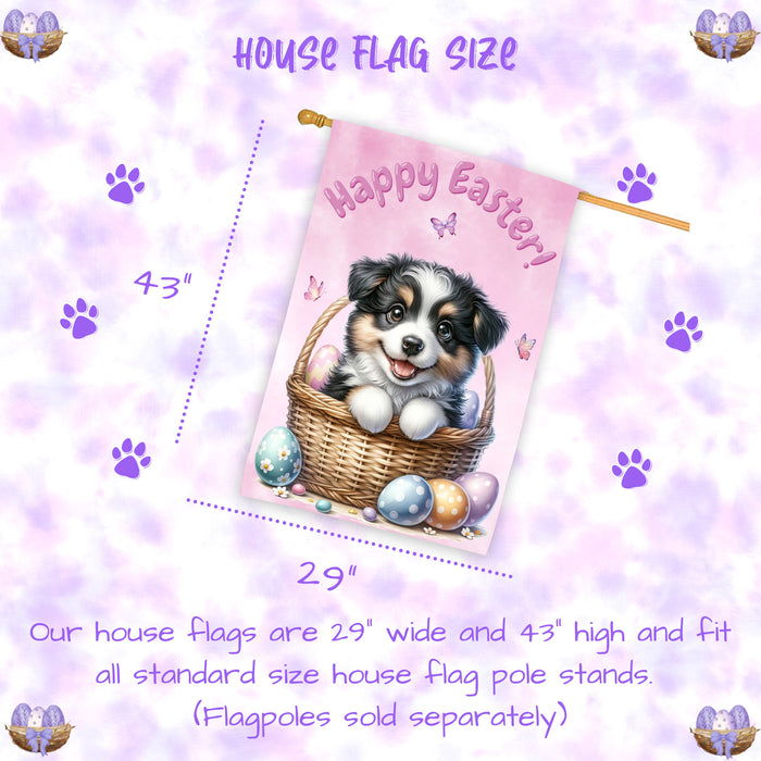 Border Collie Easter Dog House Flag 28 x 40 Double Sided Spring Yard Garden Decor