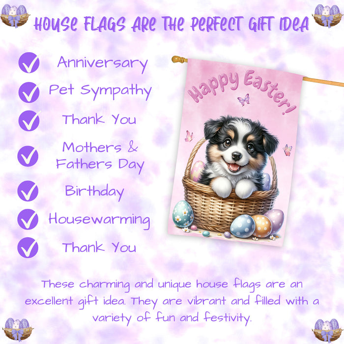 Border Collie Easter Dog House Flag 28 x 40 Double Sided Spring Yard Garden Decor