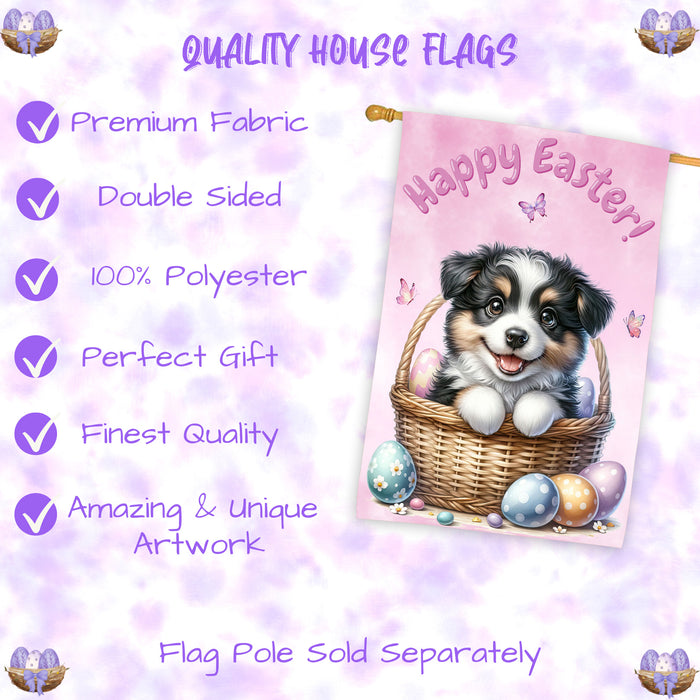 Border Collie Easter Dog House Flag 28 x 40 Double Sided Spring Yard Garden Decor