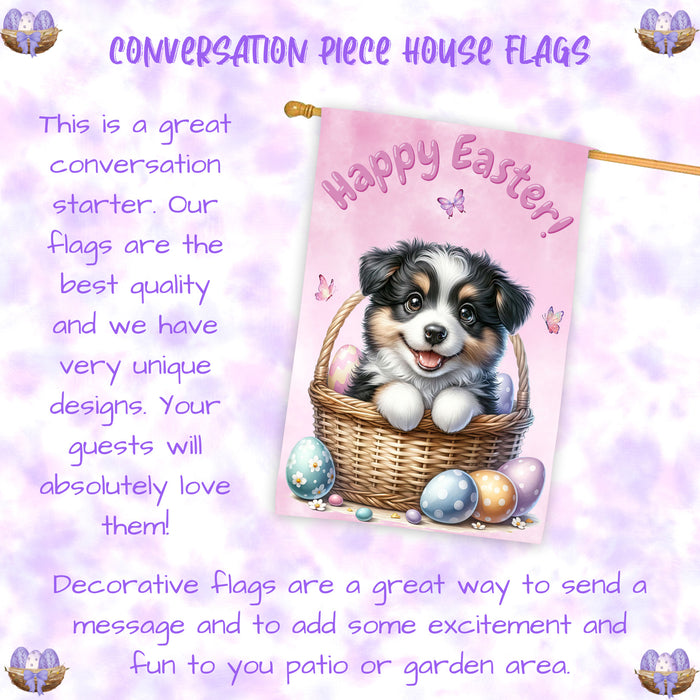 Border Collie Easter Dog House Flag 28 x 40 Double Sided Spring Yard Garden Decor