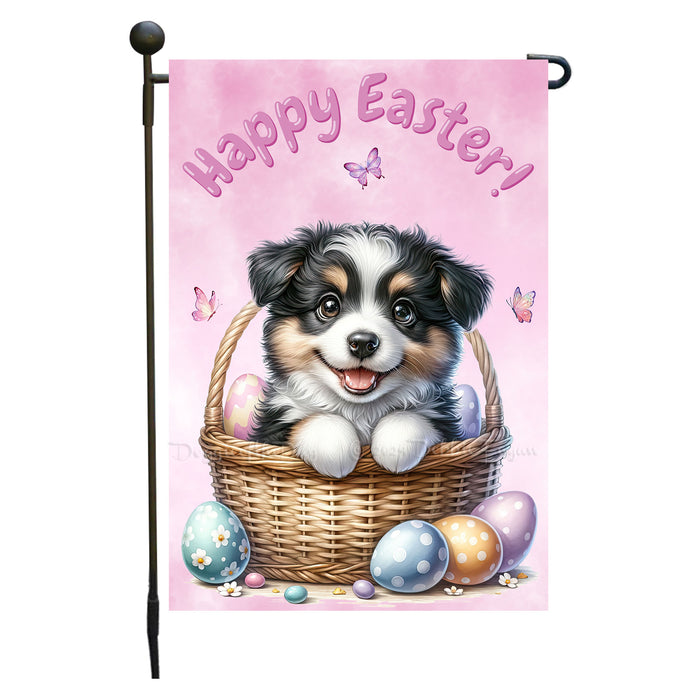 Border Collie Easter Dog Garden Flag Bunny Ears Puppy Eggs Spring Outdoor Decor 12x18 Inch Single Side and Double Sided