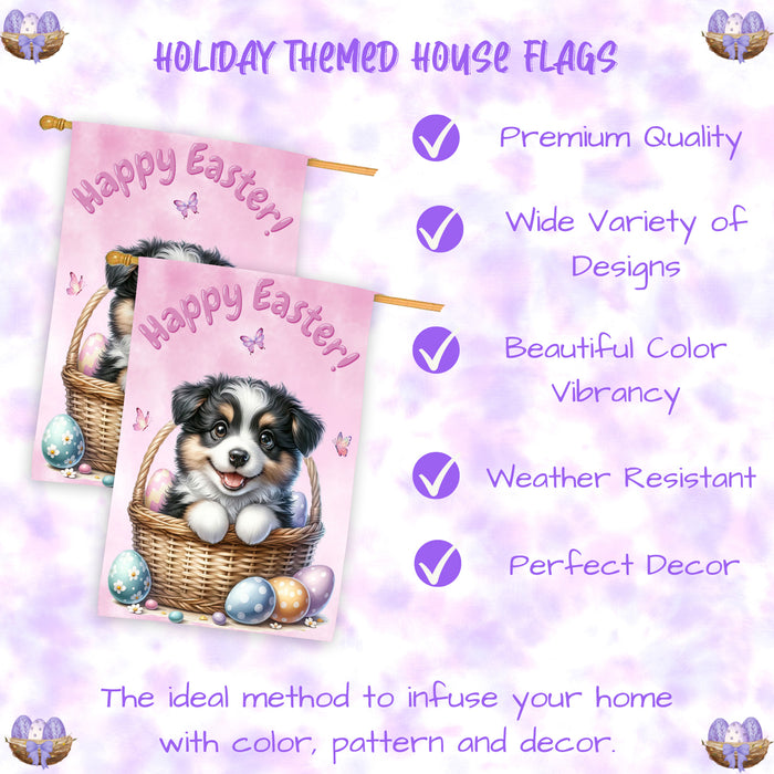 Border Collie Easter Dog House Flag 28 x 40 Double Sided Spring Yard Garden Decor