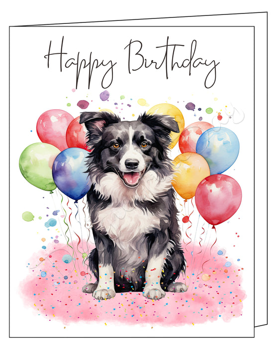 Happy Birthday Greeting Cards Border Collie - Cute Note Cards for Dog Lovers - Blank Inside Envelope Included, GCHB00054